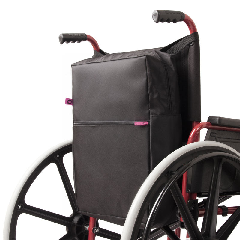 Universal Fit Wheelchair Bag (Back) - Durable Nylon, Easy-Clean, Large Storage, 44cm Height