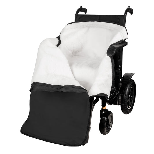 Wheelchair Thermal Poncho with Hood - Fleece-Lined Winter Leg and Body Warmer