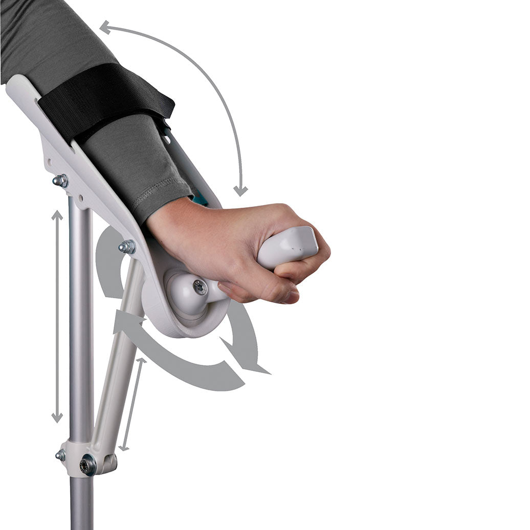 Rebotec Yano Arthritis Crutches - Adjustable Forearm Support, 150kg Capacity, German Design