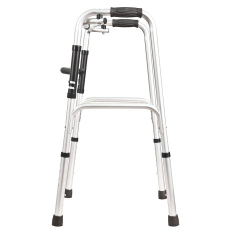 Deluxe Zimmer Folding Walking Frame - Lightweight Aluminium Mobility Aid with Padded Seat and Backrest