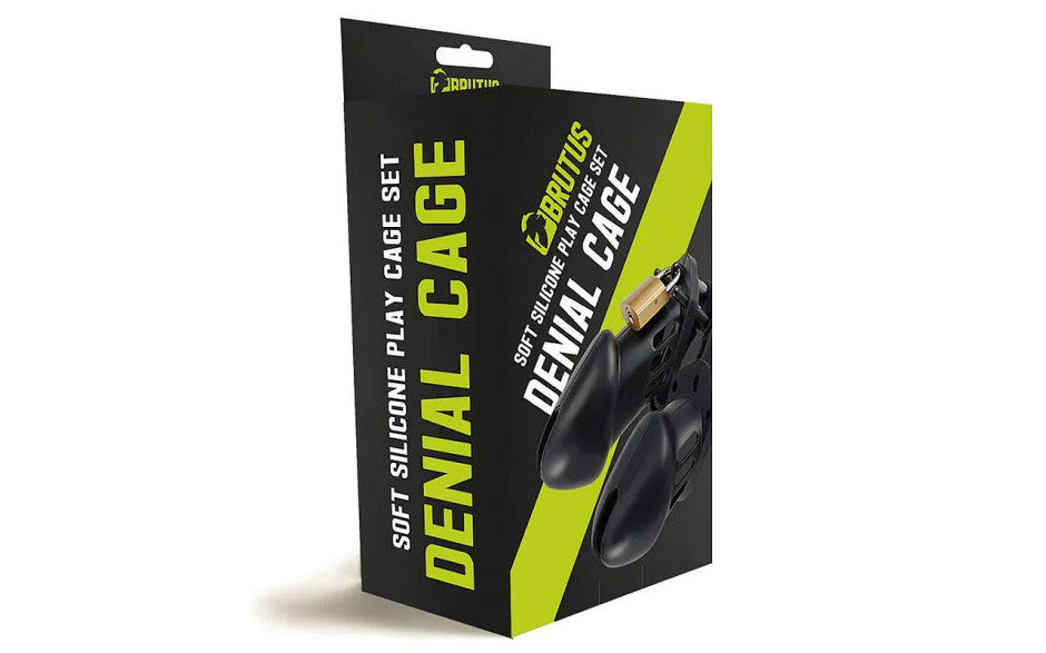 Brutus Denial Silicone Chastity 2 Cage Set Black