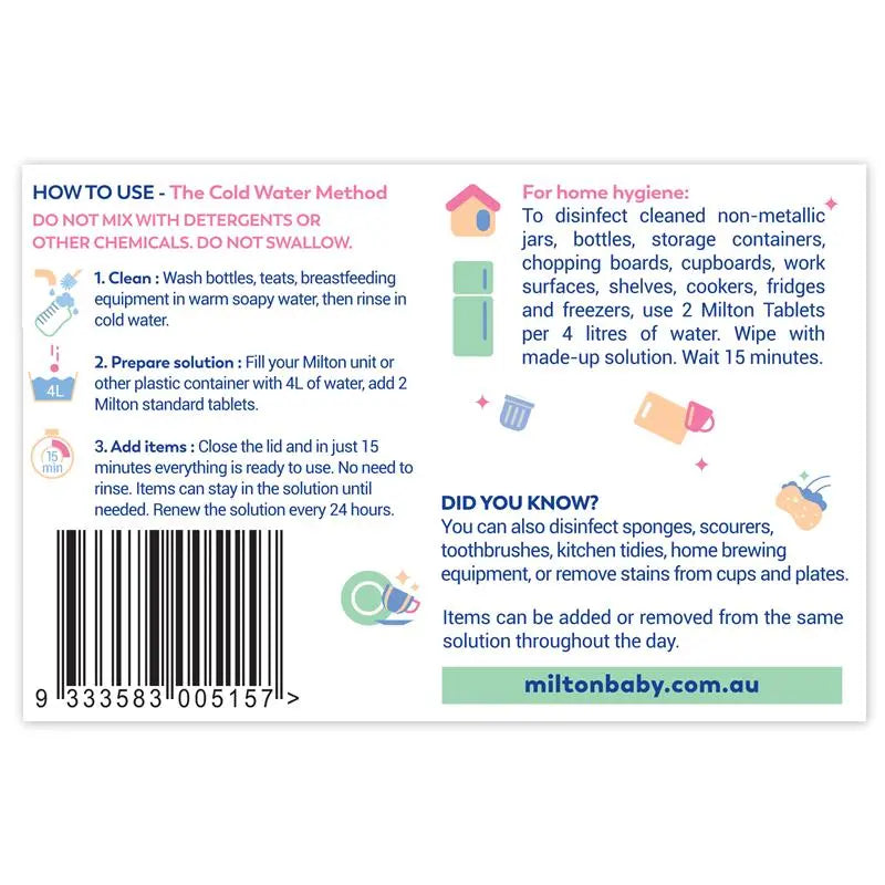 Milton Antibacterial Tablets 30 Pack - Effective 24-Hour Sterilisation Solution