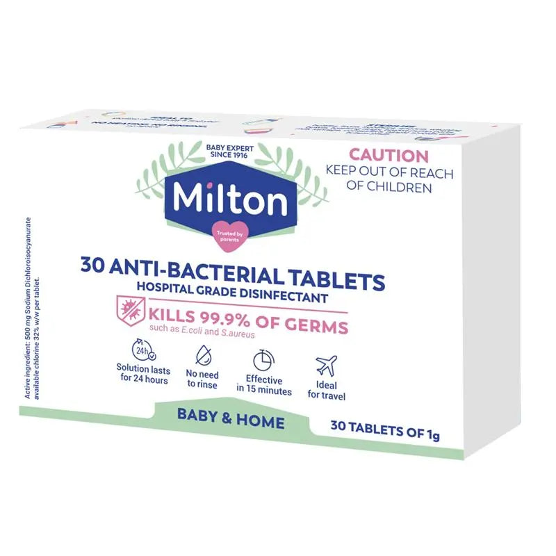 Milton Antibacterial Tablets 30 Pack - Effective 24-Hour Sterilisation Solution