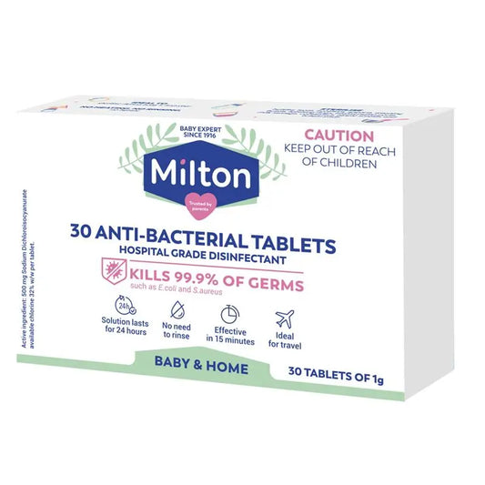 Milton Antibacterial Tablets 30 Pack - Effective 24-Hour Sterilisation Solution