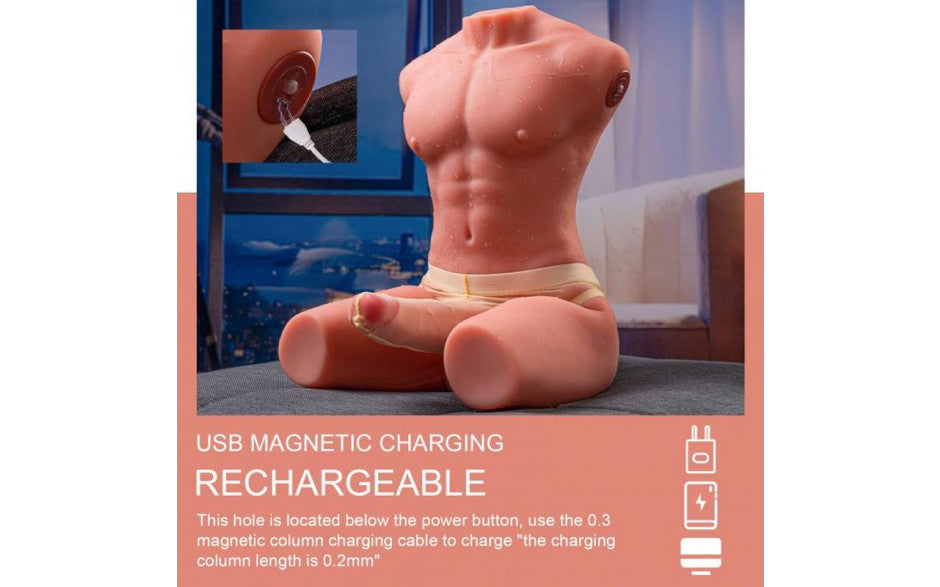 Jason 8kg USB Auto Thrusting 17cm Cock and Ass Male Torso
