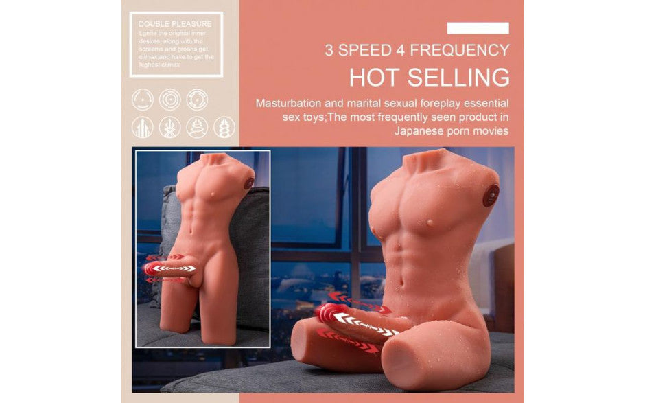 Jason 8kg USB Auto Thrusting 17cm Cock and Ass Male Torso