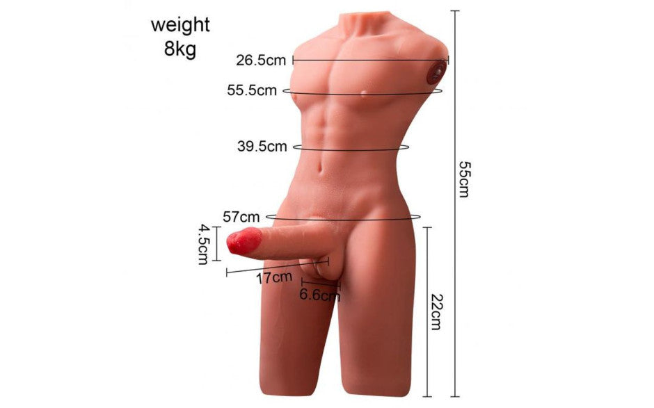 Jason 8kg USB Auto Thrusting 17cm Cock and Ass Male Torso