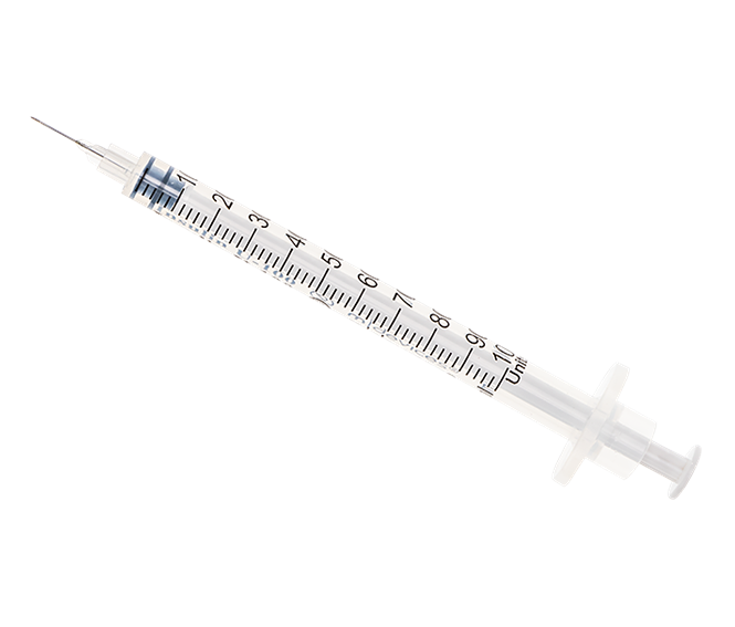 1mL Insulin Syringe with Fixed Needle – Sterile Disposable, Box of 100