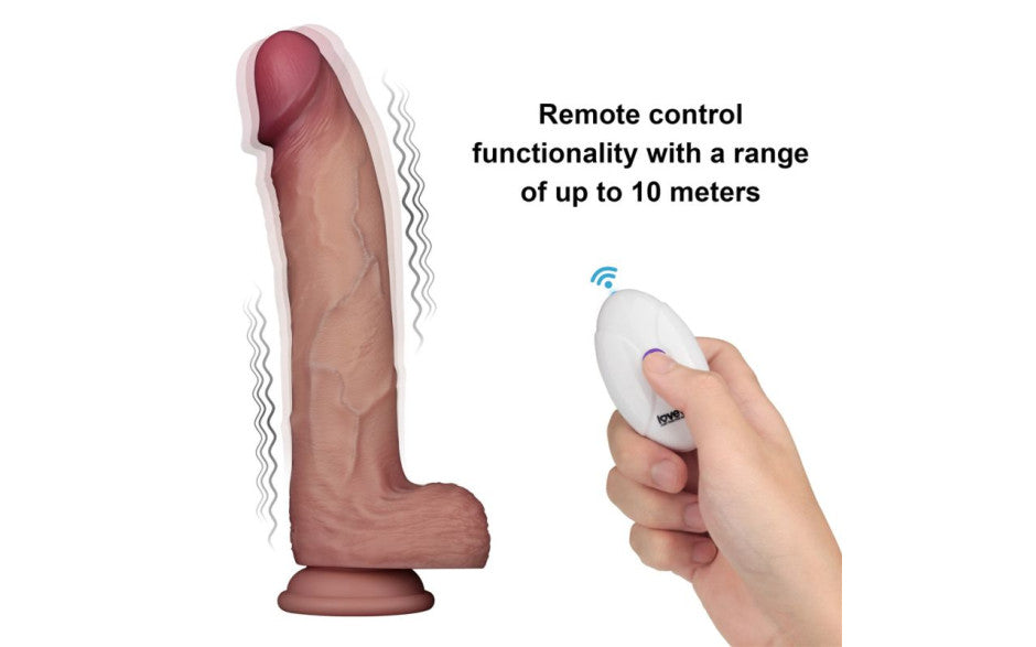 Vibrating Sliding Skin Pro II Silicone Dong 10in
