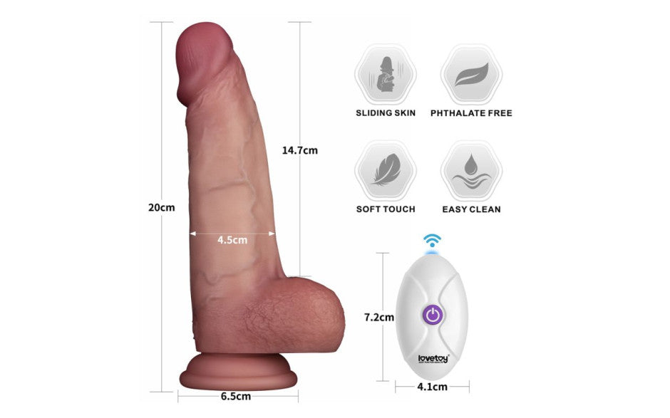 Vibrating Sliding Skin Pro II Silicone Dong 8in