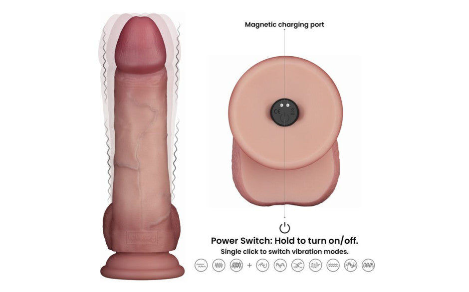 Vibrating Sliding Skin Pro II Silicone Dong 8in