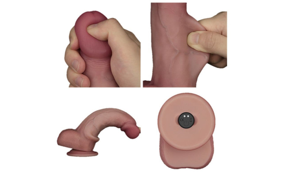 Vibrating Sliding Skin Pro II Silicone Dong 8in