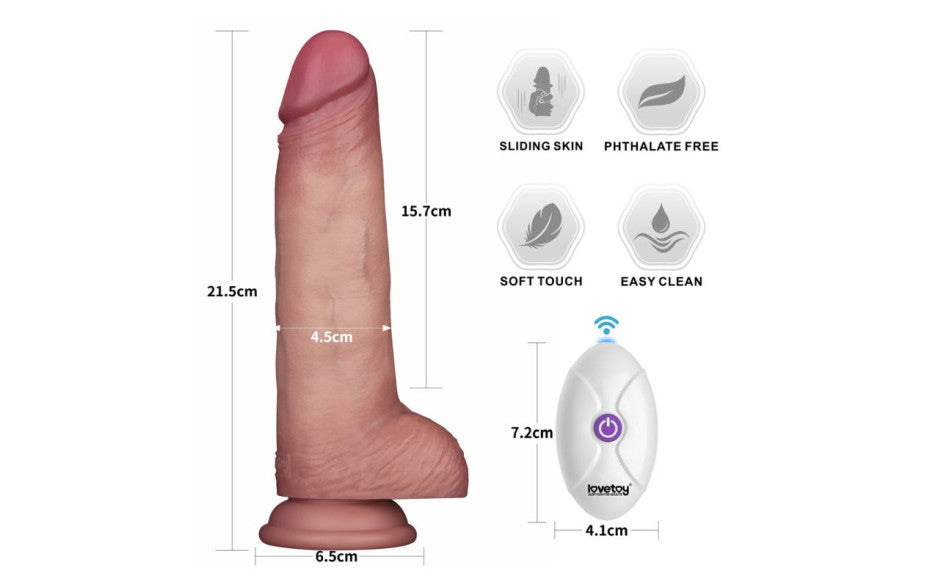 Vibrating Sliding Skin Pro II Silicone Dong 8.5