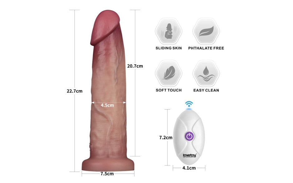 Vibrating Sliding Skin Pro II Silicone Dong 9in