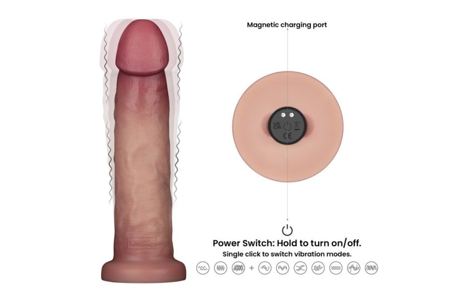 Vibrating Sliding Skin Pro II Silicone Dong 9in