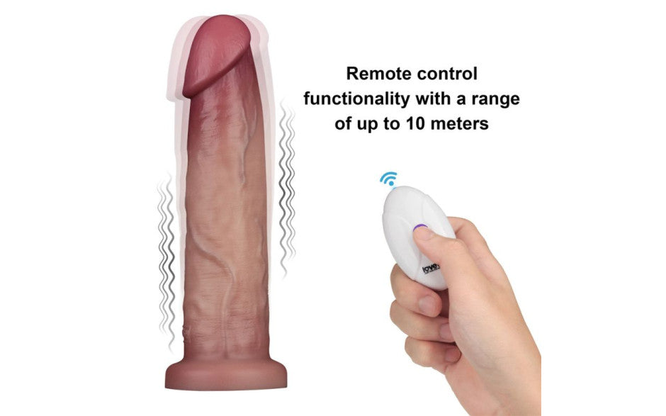 Vibrating Sliding Skin Pro II Silicone Dong 9in